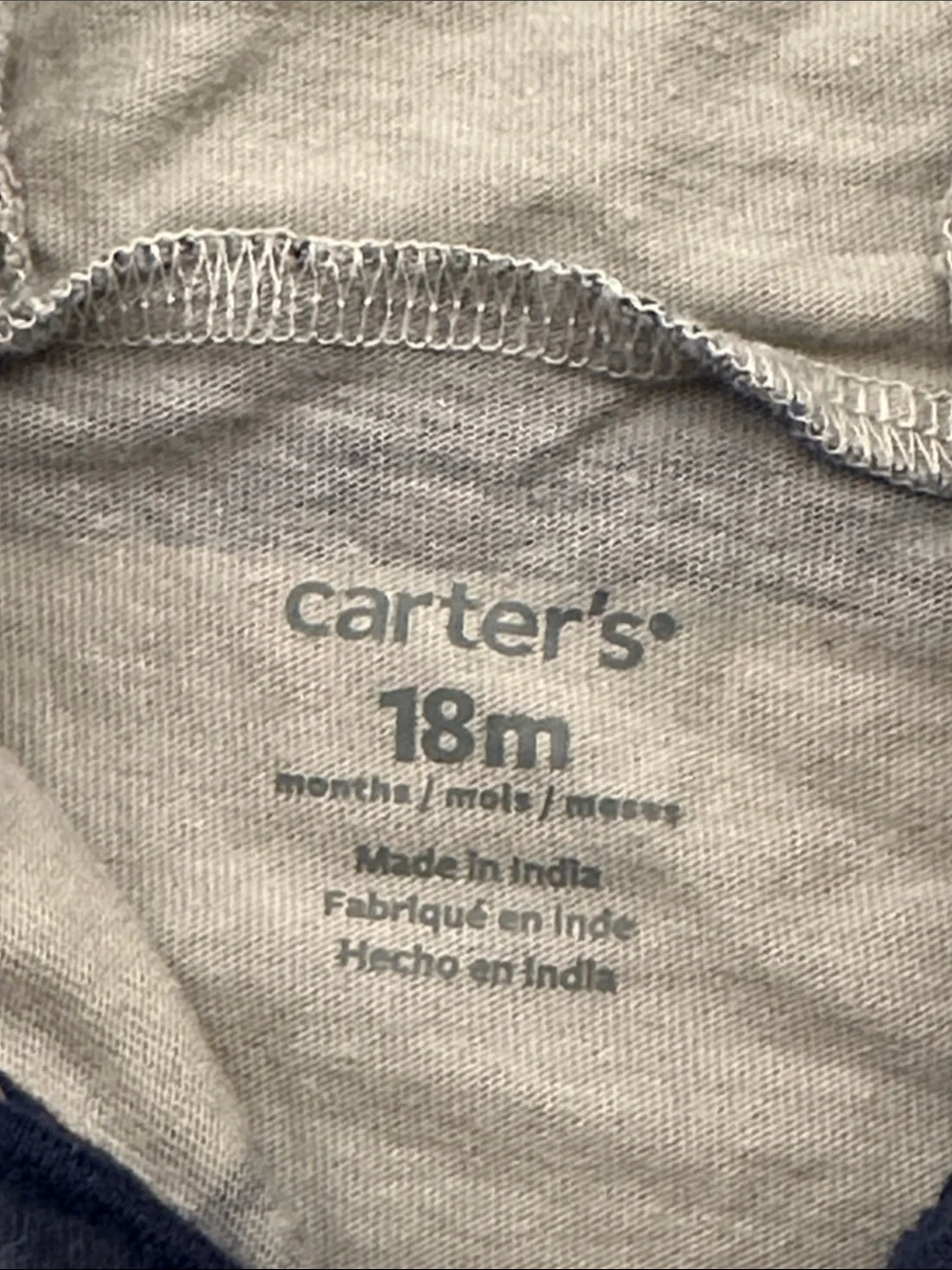 Carter's Hooded Stripe One-Piece Bodysuit in Navy and Light Gray